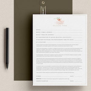 Printable Photography Contract, Model Release, Permission Form, Photo Studio Form, INSTANT DOWNLOAD!