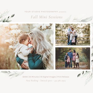 Fall Mini Session Template, Autumn Mini Session Flyer Template, Mini ...