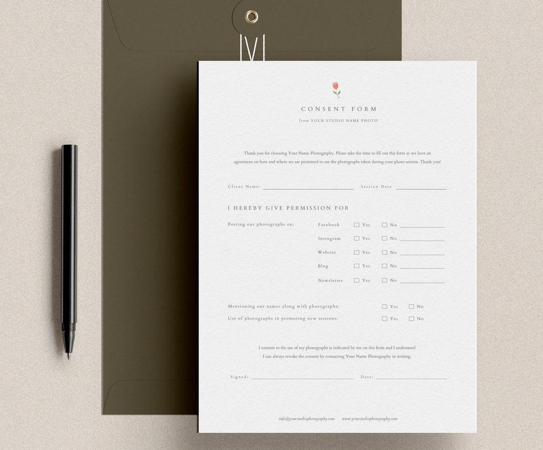 Photography Permission Form, Photography Consent Form Template, Social ...