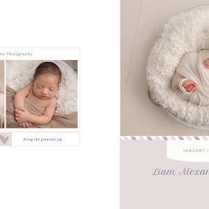 baby photo book template editable Photoshop baby first year album layout