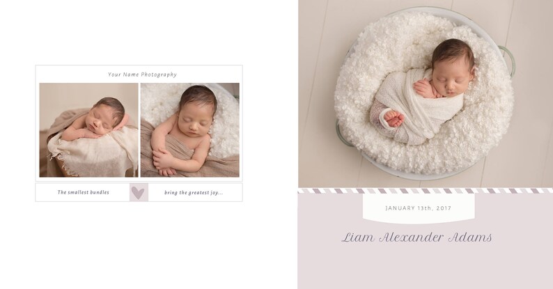 baby photo book template editable Photoshop baby first year album layout