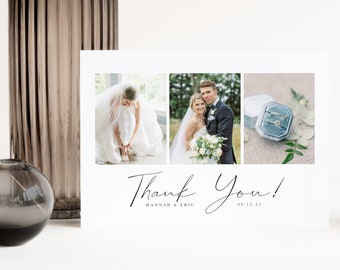 Wedding Thank You Card Template, Photoshop and Canva, Wedding Thank You Photo Card, for Photographers, INSTANT DOWNLOAD!