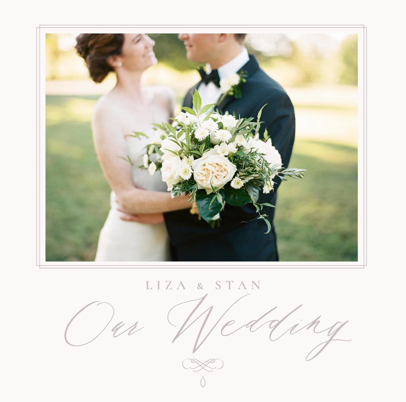 professional wedding photobook template with timeless layout