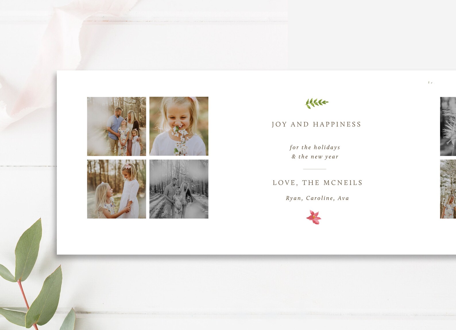 Tri Fold Holiday Card Trifold Christmas Card Template 5x5 Etsy