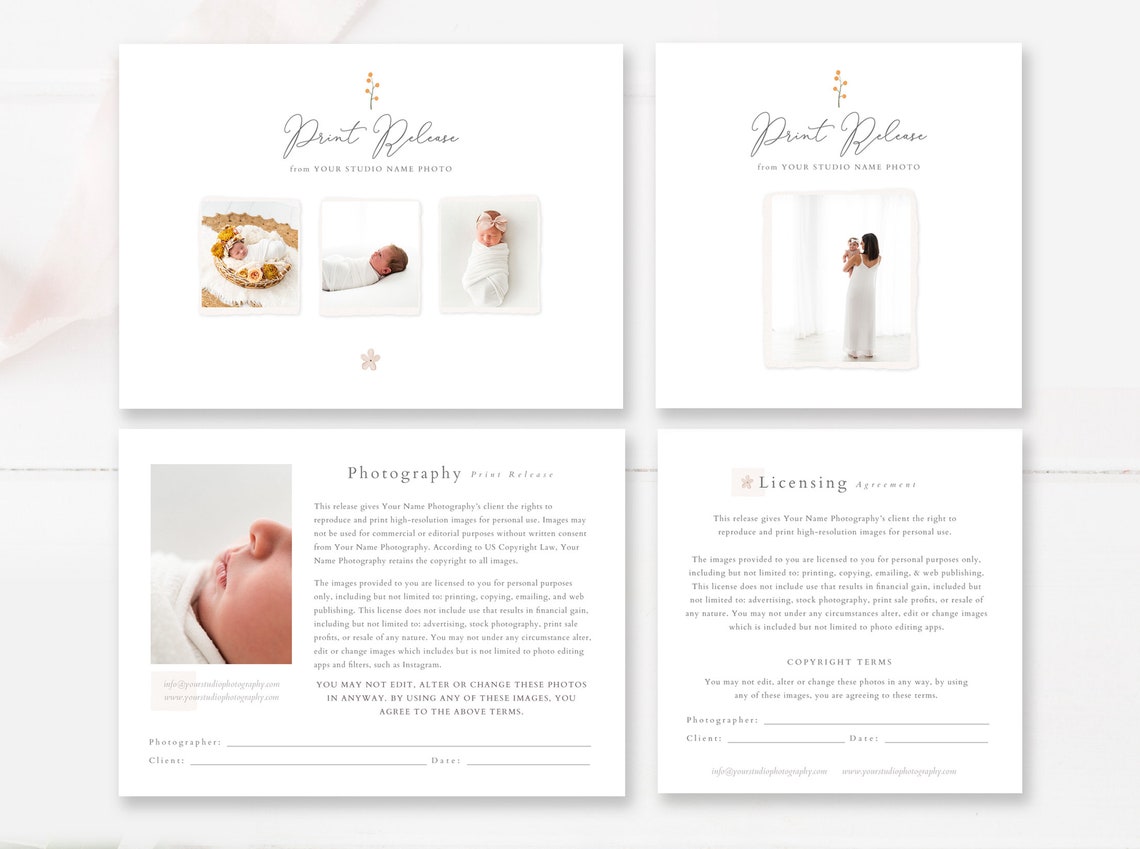 Photography Print Release Form Print Release Template for Etsy