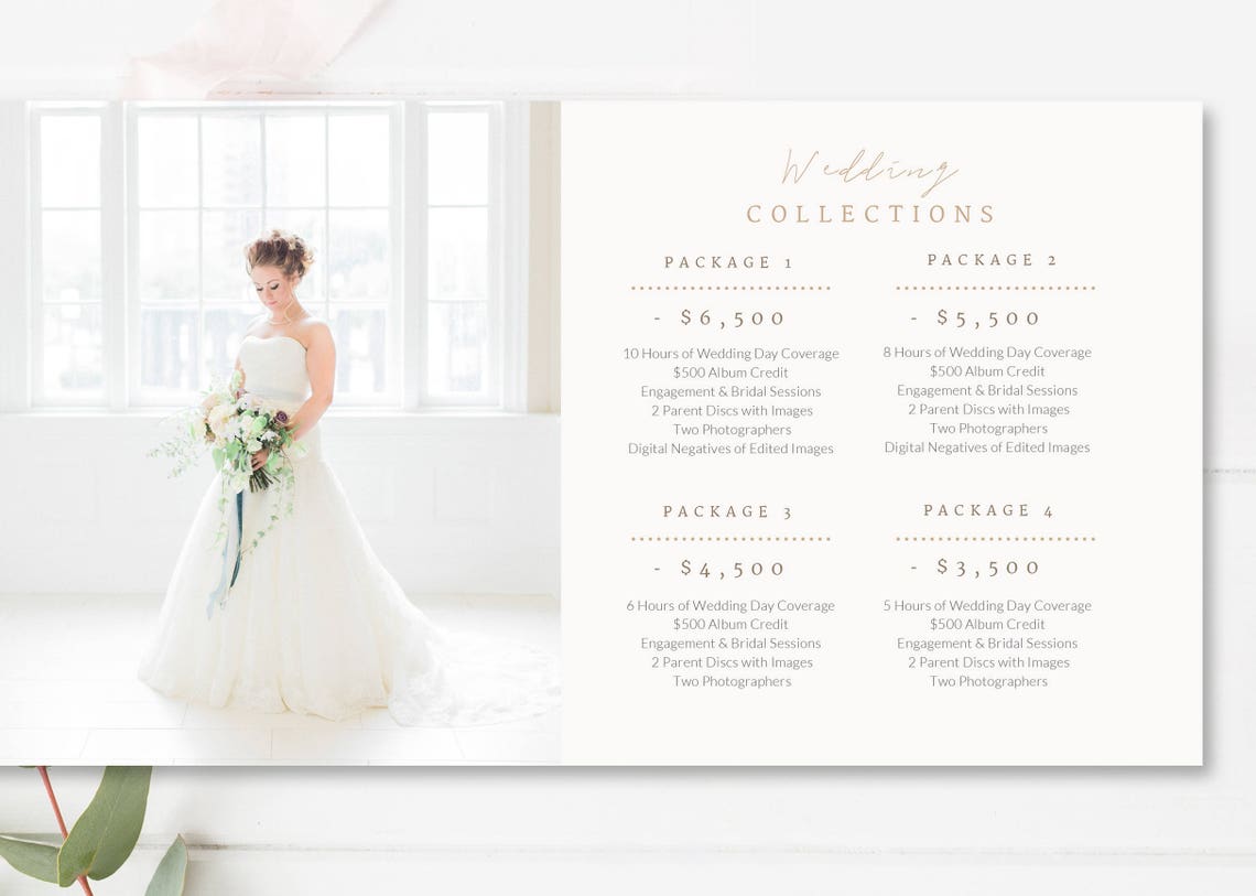 5x5 Brochure Price List Template Wedding Photographer Etsy