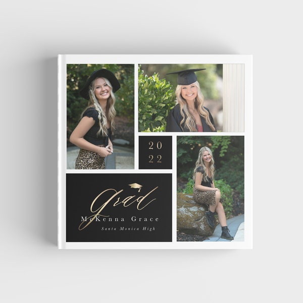 Graduation Photo Album Cover Template, Senior Photo Book Cover, Senior Album Cover, Photoshop Template - INSTANT DOWNLOAD!
