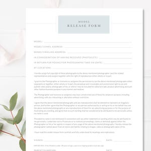 Photography Contract, Canva Model Release Template, Permission Form, Photography Business Forms, PSD Template, INSTANT DOWNLOAD!