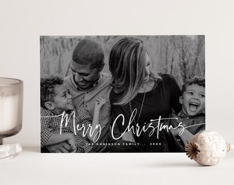2024 Modern Christmas Photo Card Template, Christmas Card Template, Holiday Card, Photoshop Templates for Photographers - INSTANT DOWNLOAD!