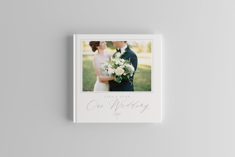 professional wedding photobook template with timeless layout