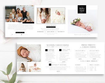 Classic Photographer Pricing Trifold, Photography Pricing Template, Photography Pricing Guide, Photoshop Template, INSTANT DOWNLOAD!