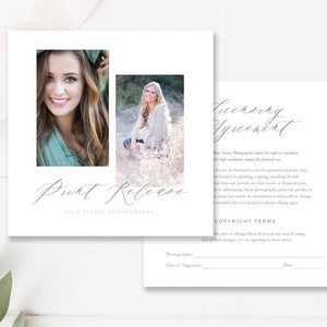 Photography Print Release Form, Copyright Form for Senior Photographers, Print Release Template, Marketing Template - INSTANT DOWNLOAD!
