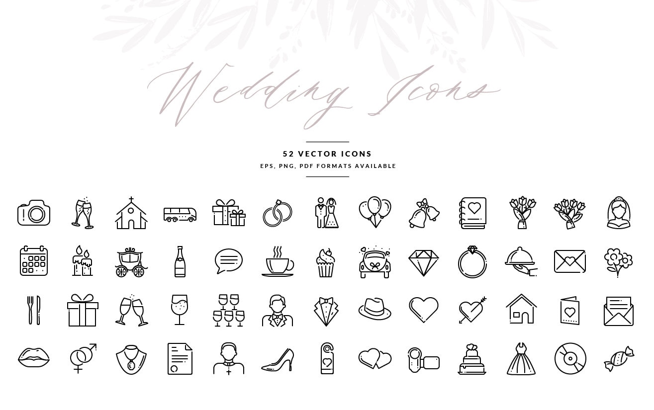 Wedding Icons Wedding Symbols in Vector Format Wedding Etsy UK