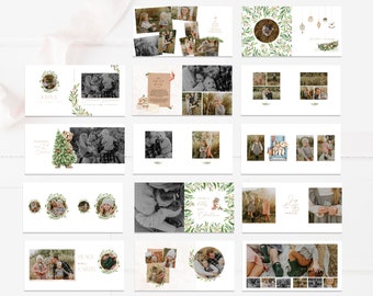 Luxury Christmas Photo Book Template PSD, Editable Holiday Album Photoshop Template, Family Memory Book, Instant Download