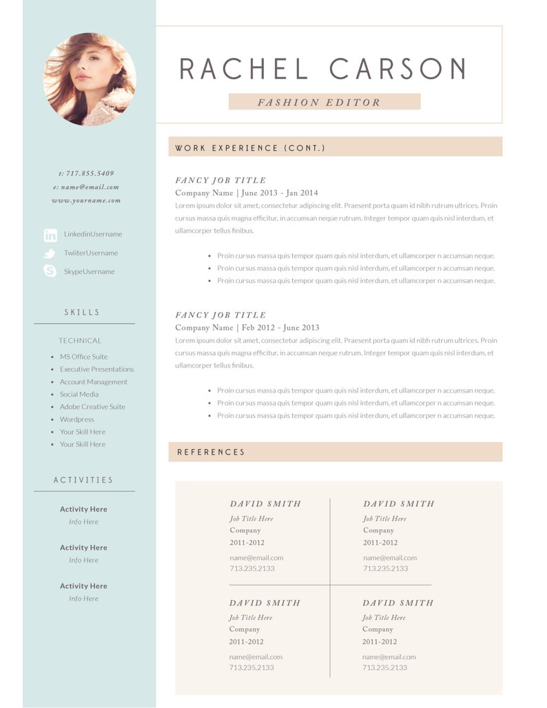 Creative and Modern Resume Template 3 Page / CV Template - Etsy