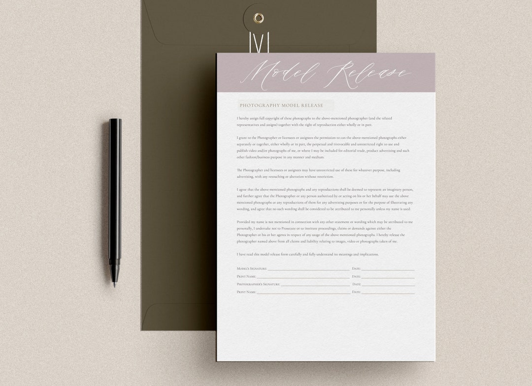 Photography Model Print Release Template, Photography Form Template ...