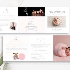 Newborn Pricing Template 5x5 Accordion Trifold, Maternity Trifold 5x5 Brochure, Photographer Pricing - INSTANT DOWNLOAD
