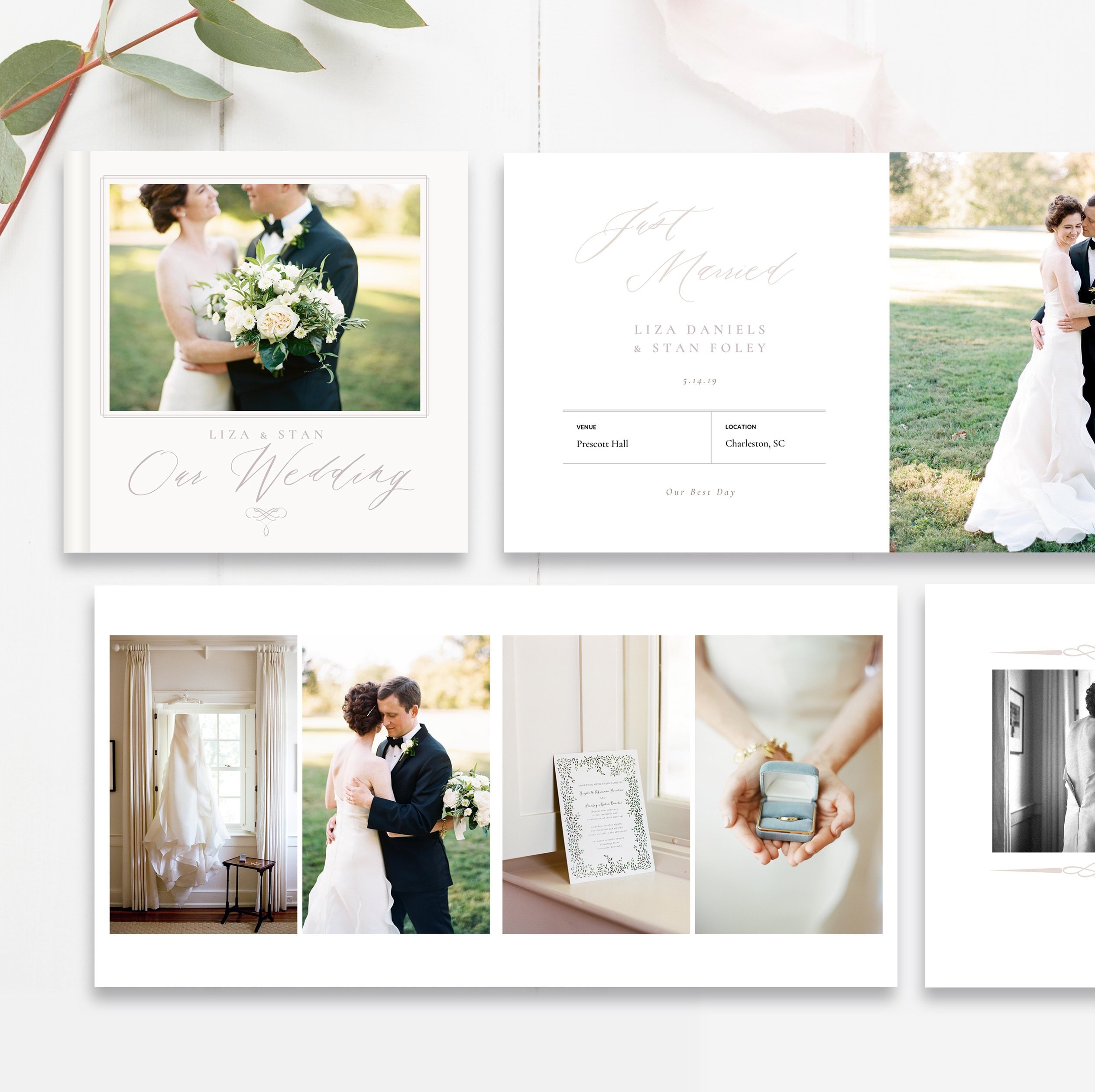 Vintage Floral Wedding Photobook/Album, Print Templates ft