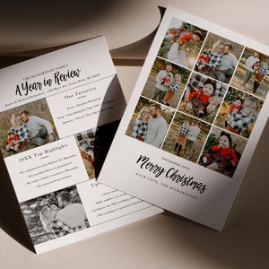 Year In Review Christmas Card Template, Canva Year in Review Card, 5x7 Photo Card, Photoshop Template, Canva Template, INSTANT DOWNLOAD!
