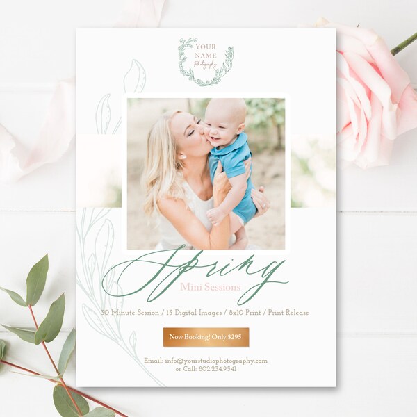 Spring Mini Session Template, Spring Photo Sessions Marketing Board, For Photographers, Photoshop Template, INSTANT DOWNLOAD!