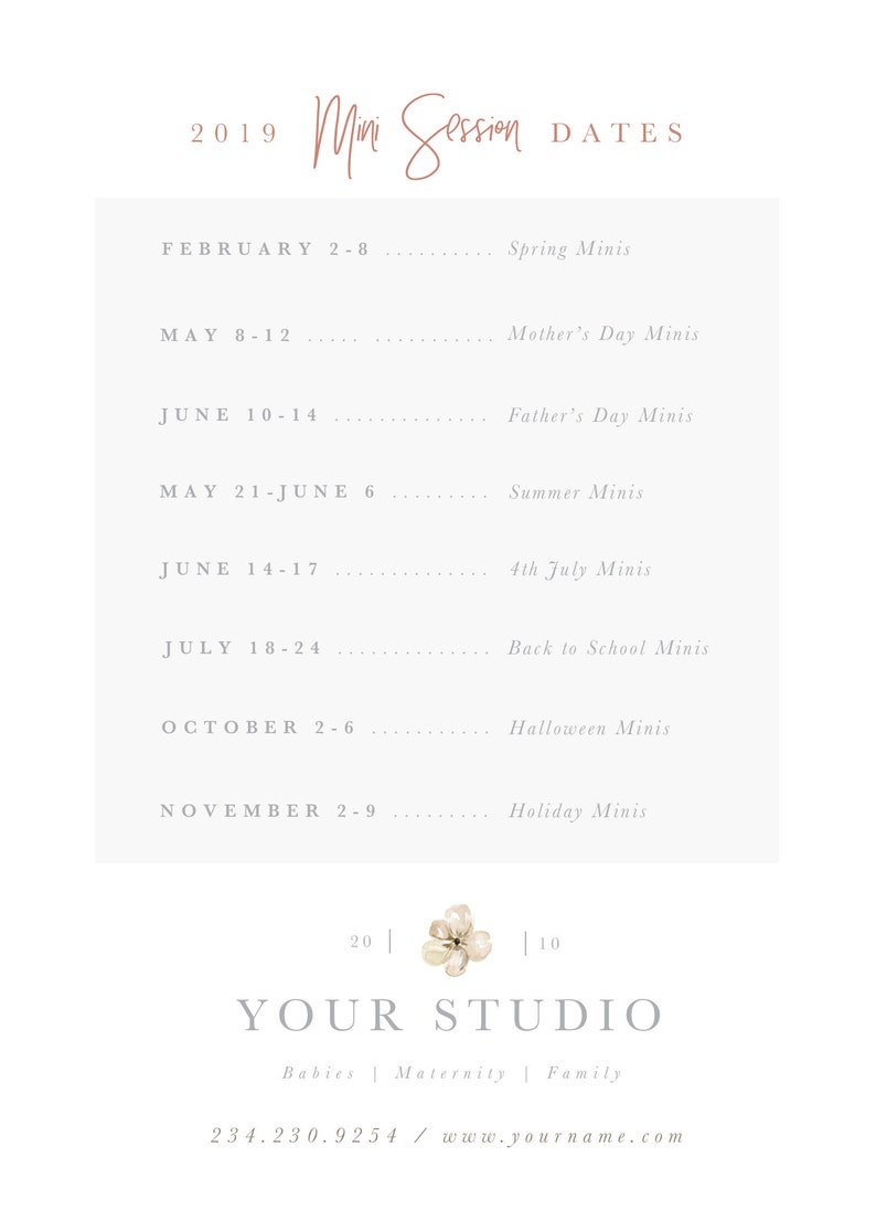 Mini Session Save the Dates Card Mini Session Flyer Photo | Etsy