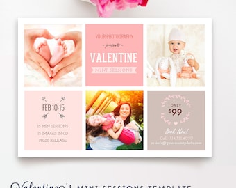 Valentine's Day Marketing Board - Valentines Mini Session Template - Photography Marketing Templates - Digital Design Files INSTANT DOWNLOAD