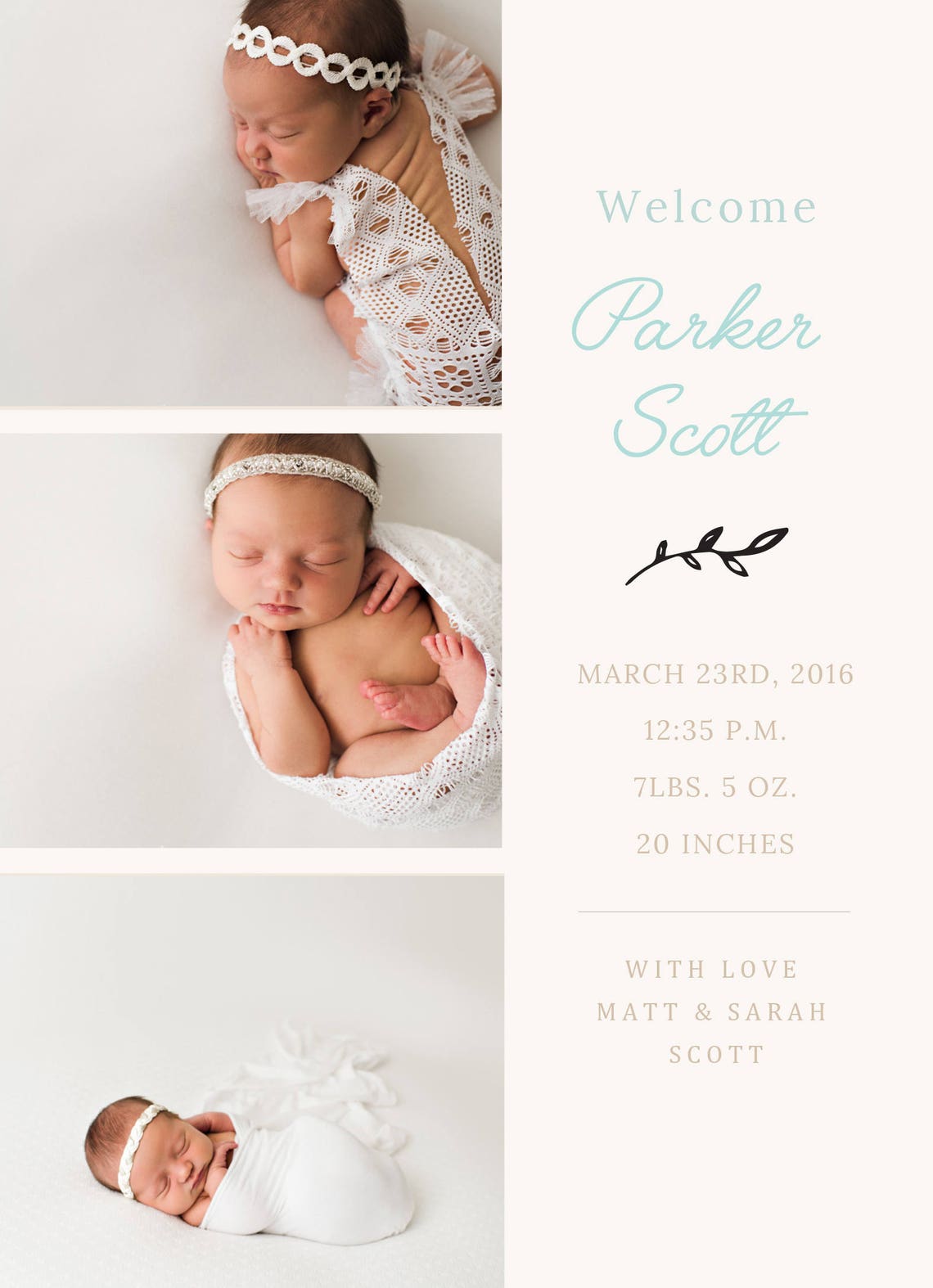 Baby Birth Announcement Template 5x7 Card Newborn Etsy