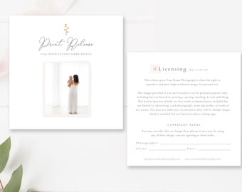 Photography Print Release Form, Print Release Template for Photographers, Photoshop Template, INSTANT DOWNLOAD!