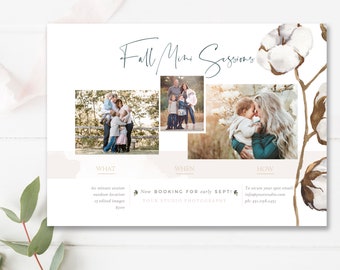 Fall Mini Session Marketing Board, Autumn Minis, Photographer Templates, Cotton Minis, Photoshop Template, INSTANT DOWNLOAD!