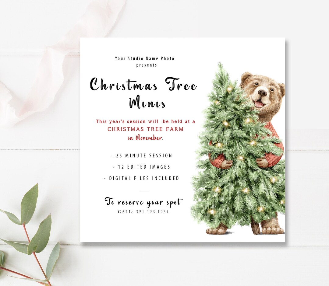 5x5 Christmas Tree Minis Template, Holiday Mini Session Marketing ...