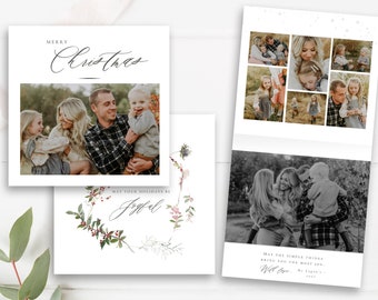 Modern Christmas Card Template Pano Spreads, Millers Lab Folded Card, Photoshop Templates for Photographers, INSTANT DOWNLOAD!
