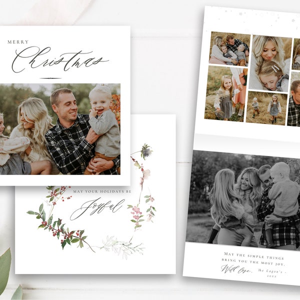 Modern Christmas Card Template Pano Spreads, Millers Lab Folded Card, Photoshop Templates for Photographers, INSTANT DOWNLOAD!