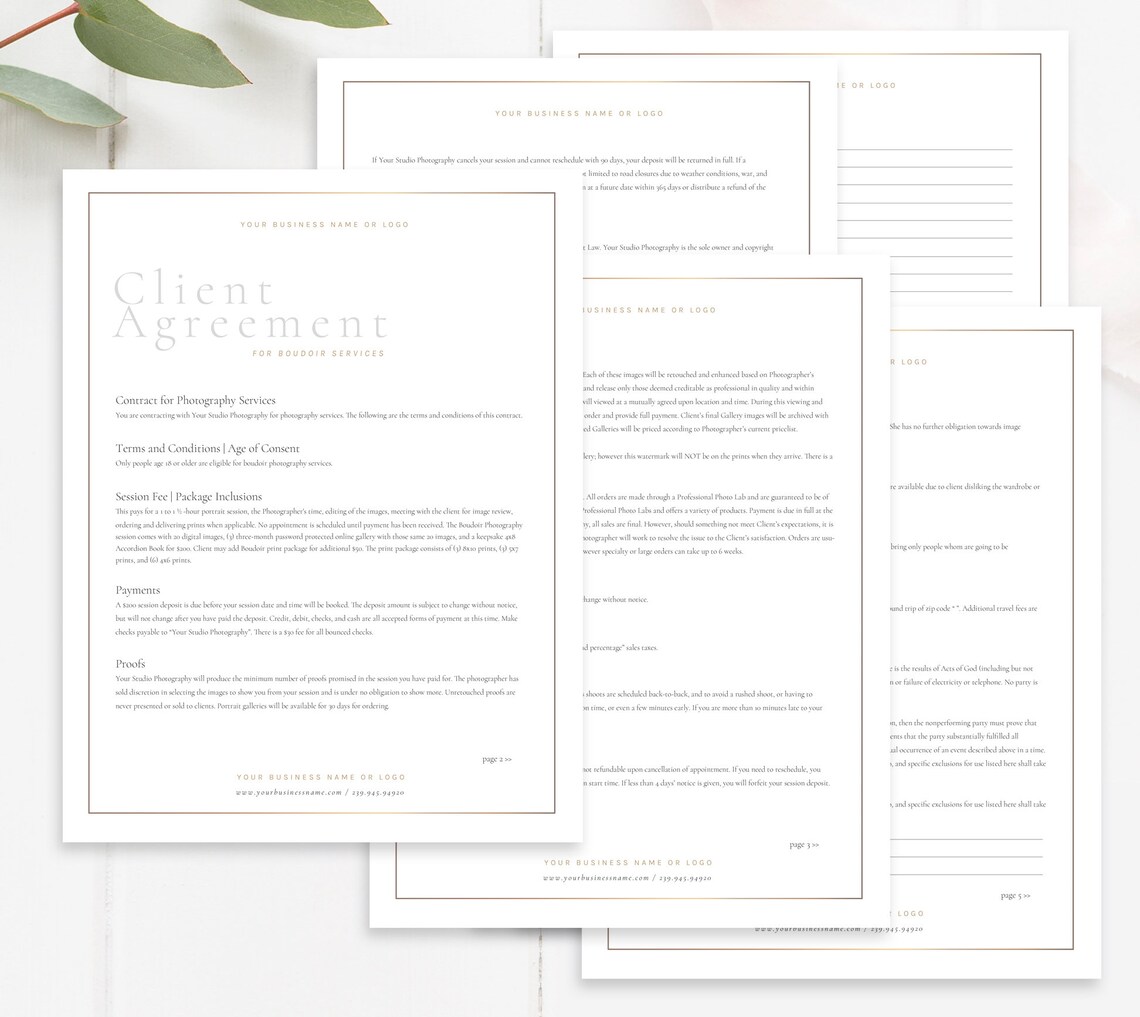 Boudoir Photography Forms Bundle Boudoir Contract Template Etsy