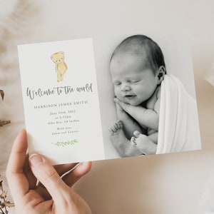 Geburtsankündigung Vorlage, Baby Karte für Fotografen, 13x18 Foto Karte, Photoshop Vorlage, Canva Vorlage - INSTANT DOWNLOAD