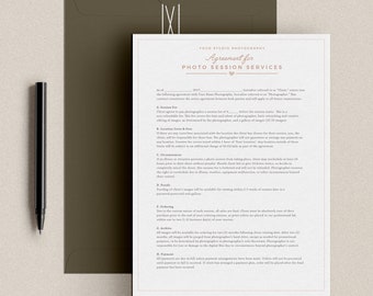 Session Contract Template for Photographer, Photography Contract, Templates for Photographers, Photoshop & MS Word, INSTANT DOWNLOAD!