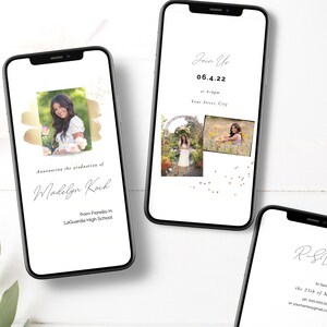 VIDEO Graduation Invitation Template, Class of 2022 Graduation Invitation, Electronic Invitation Template, Phone Invite, Edit in Canva