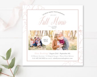 5x5 Fall Mini Session Template, Autumn Photography Marketing Board, Photoshop Template for Photographers, Instagram Promo, Instant Download