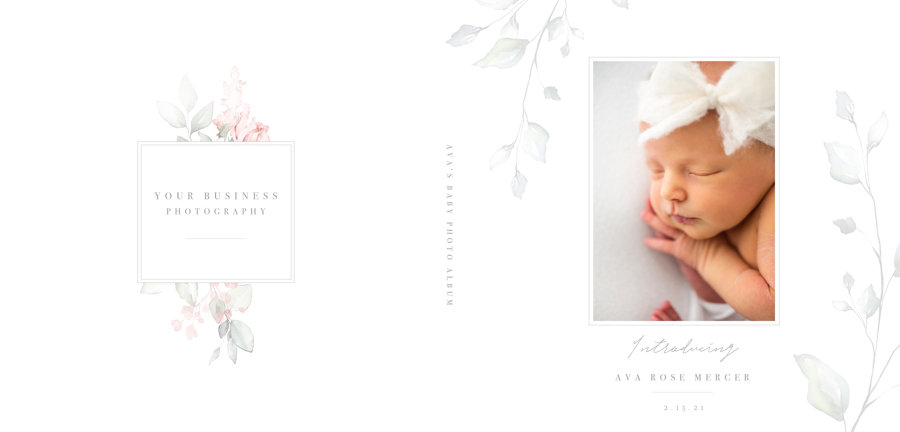 Soft Florals Girls Photo Book Cover PSD Baby Girl Photo Album picture