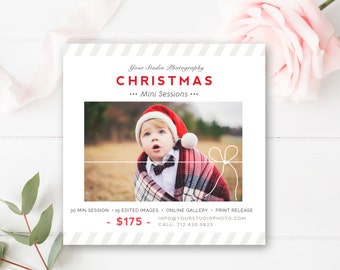 Christmas Mini Session Template - Holiday Mini Session Templates for Photographers - Christmas Marketing Board- INSTANT DOWNLOAD!