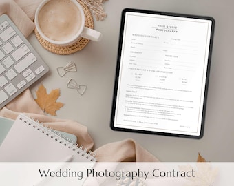 Wedding Photography Contract Template | 4 Page Wedding Agreement | Editable Canva Legal Forms | Instant Download for Photographers