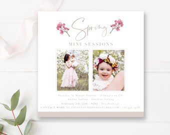 5x5 Spring Mini Session Marketing Template, Spring Flyer PSD, Photoshop Templates for Photographers, INSTANT DOWNLOAD!