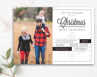 Christmas Mini Session Template - Holiday Mini Session Templates for Photographers - Christmas Marketing Board- INSTANT DOWNLOAD!