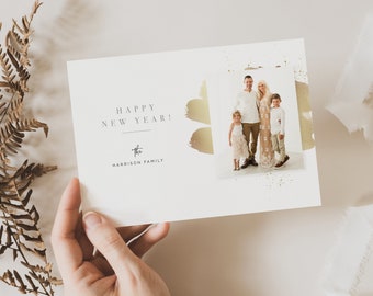 2023 Gold Happy New Year Photo Card Template, New Years Card Template, Photoshop Templates for Photographers - INSTANT DOWNLOAD!