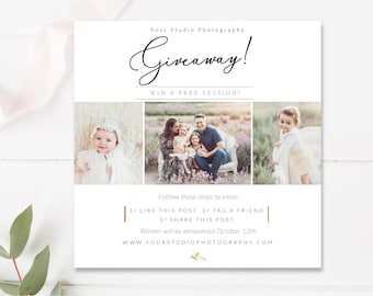 Instagram Giveaway Template for Photographers | Editable Canva & Photoshop 5x5 Post | Social Media Promo, Photo Contest Marketing