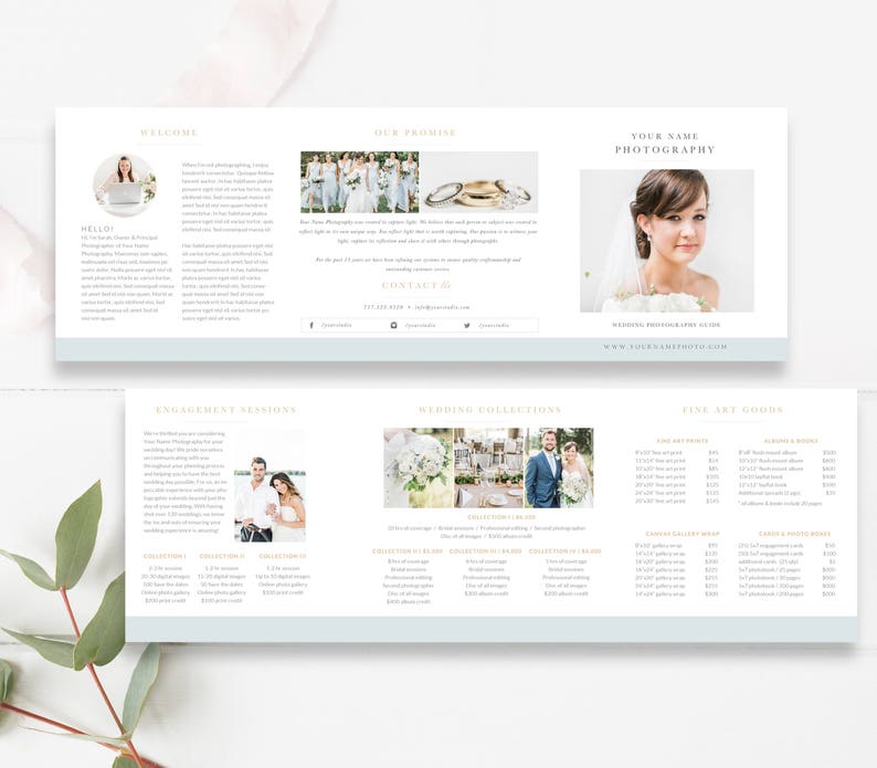 Prix du photographe Trifold, Liste de prix de la photographie Modèle Trifold, Liste de prix du photographe de mariage, TÉLÉCHARGEMENT INSTANTANÉ image 1