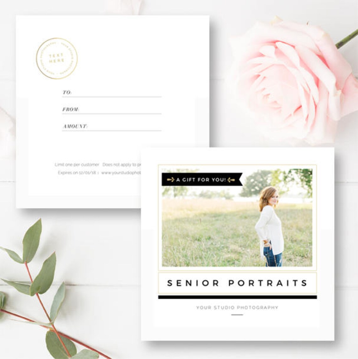 DIY Gift Card Template For Senior Photographers Photography Etsy Diy gift card template for senior photographers photography etsy