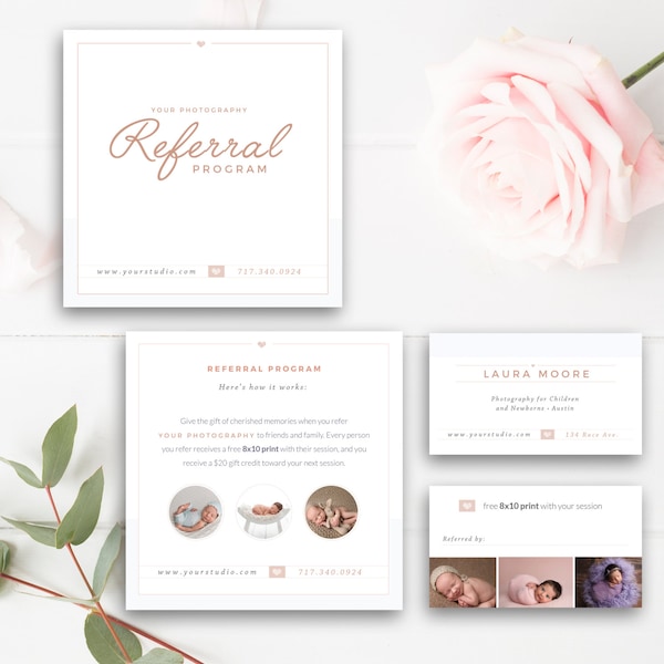 Photography Referral Card, Photoshop Template, Referral Program, Tell a Friend, Photographer Templates - INSTANT DOWNLOAD!