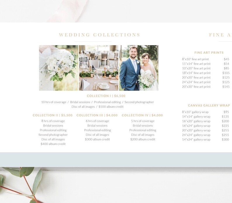 Prix du photographe Trifold, Liste de prix de la photographie Modèle Trifold, Liste de prix du photographe de mariage, TÉLÉCHARGEMENT INSTANTANÉ image 5