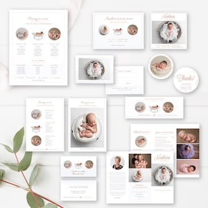 Newborn Photography Marketing Set, Newborn Photographer Branding, Pricing Guide, Trifold Brochure, Mini Sessions - INSTANT DOWNLOAD