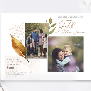 5x7 Fall Mini Session Template, Fall Minis, Watercolor Photography Template, Photoshop Template for Photographers, INSTANT DOWNLOAD!